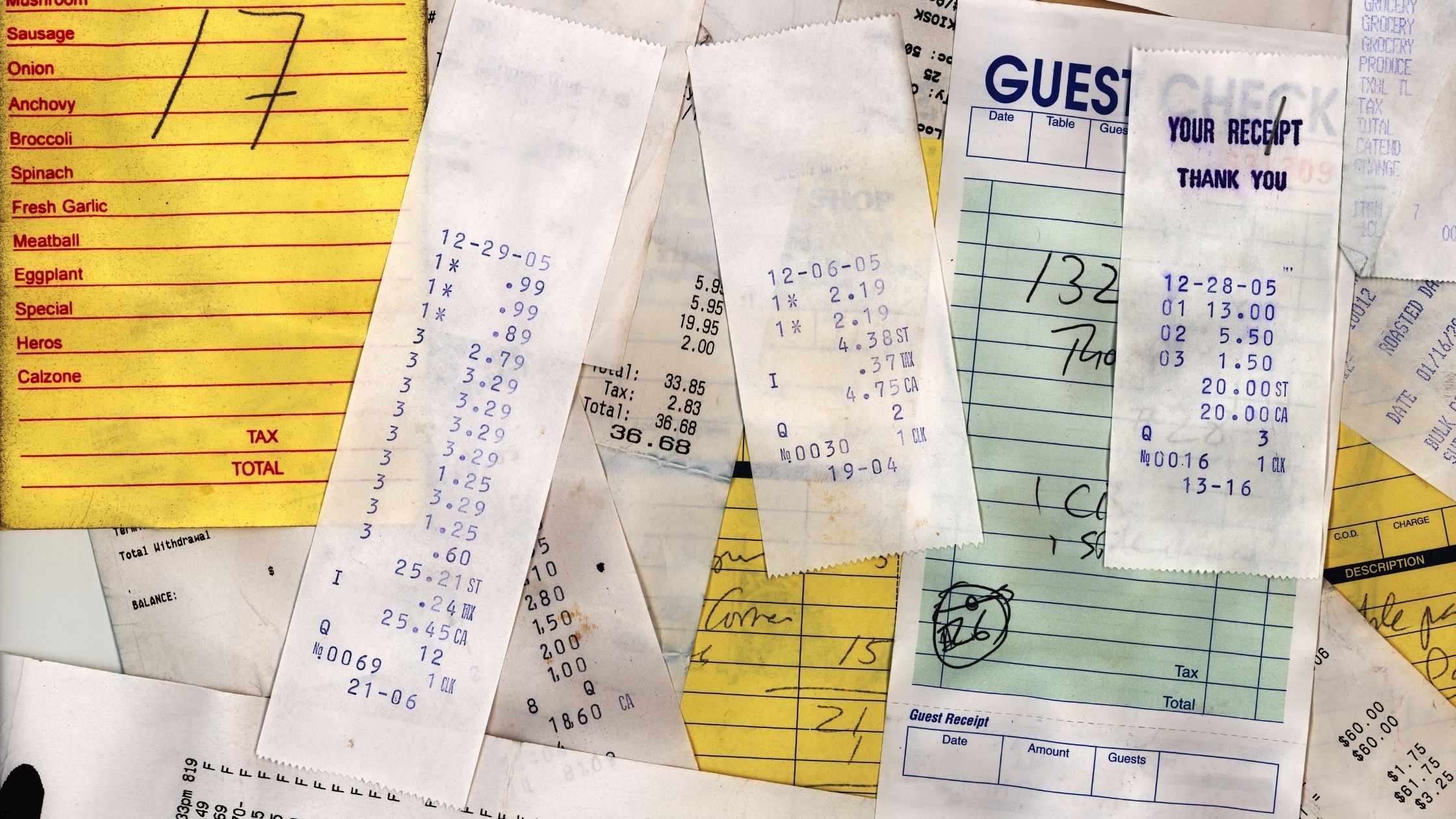 old receipt paper
